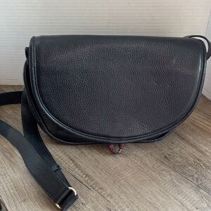 Cole Haan Black Pebbled Leather Zip-Top Crossbody